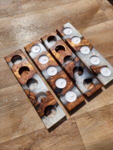 5 tealight white Candle tray