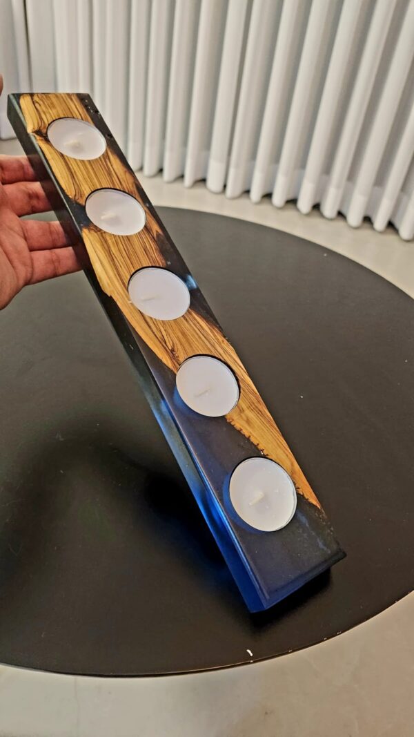 5 tealight  turqoise  Candle tray