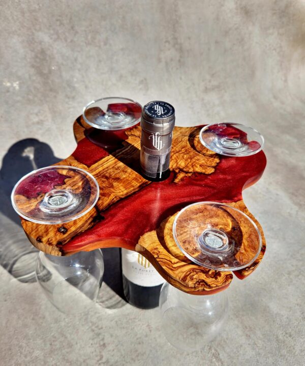 Wine caddy for 4 glasses and bottle